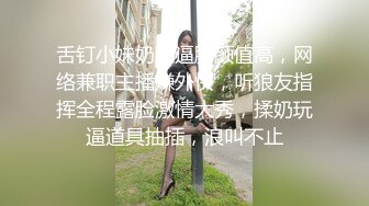 舌钉小妹奶大逼肥颜值高，网络兼职主播赚外快，听狼友指挥全程露脸激情大秀，揉奶玩逼道具抽插，浪叫不止