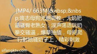 [MP4/ 663M]&nbsp;&nbsp;丧志母狗无脑调教，大奶肥逼骚臀老熟女，淫声荡语玩奶拳交骚逼，爆草抽插，母狗爬行射她骚奶子上，精彩刺激