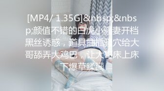 [MP4/ 1.35G]&nbsp;&nbsp;颜值不错的白虎小骚妻开档黑丝诱惑，道具抽插骚穴给大哥舔弄大鸡巴，让大哥床上床下爆草蹂躏